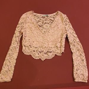 Pink lace crop top